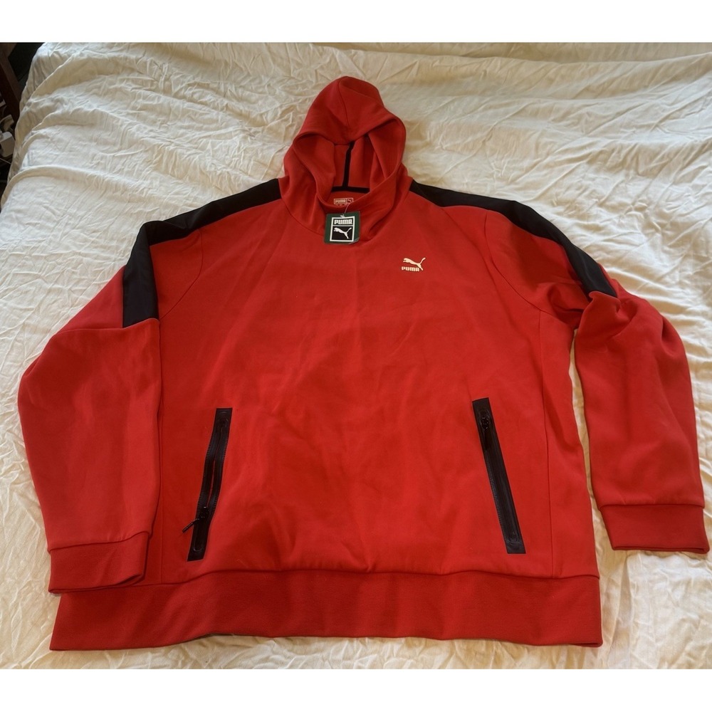 Vintage Y2K Puma Red Black Hoodie 4XL NWT Mens Sweatshirt Logo